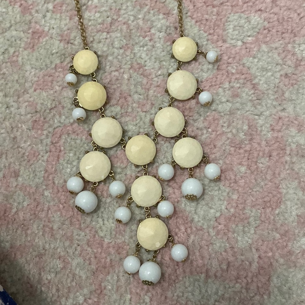 Cream and white dangle statement necklace